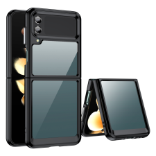 Двухкомпонентный чехол с черными рамками для Samsung Galaxy Z Flip 4 Прозрачный